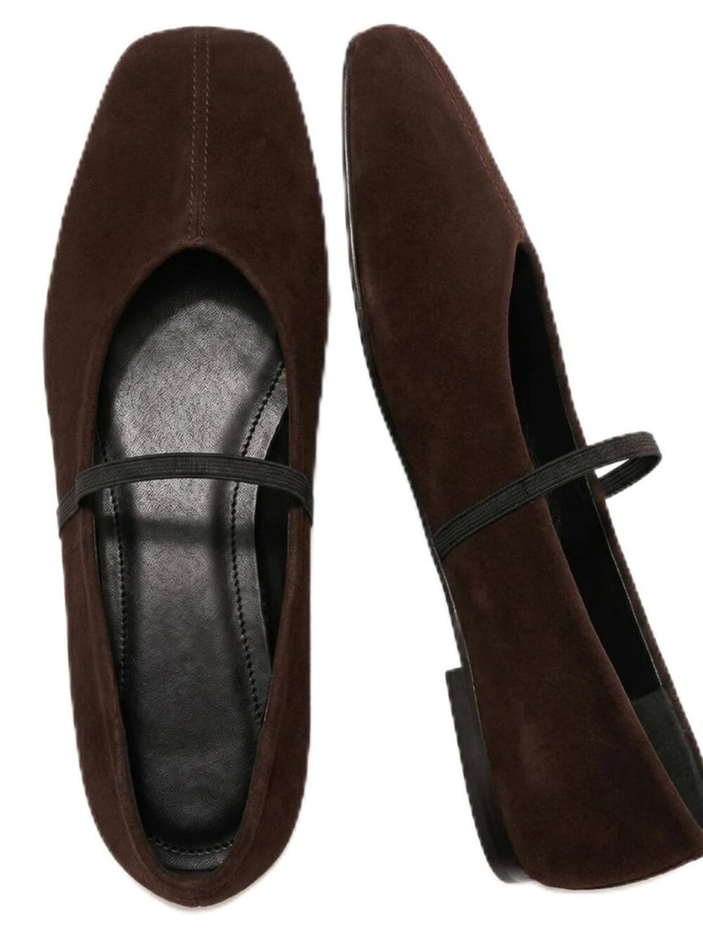 Ballet Flats for Women Square Toe Elastic Strap Mary Jane Shoes